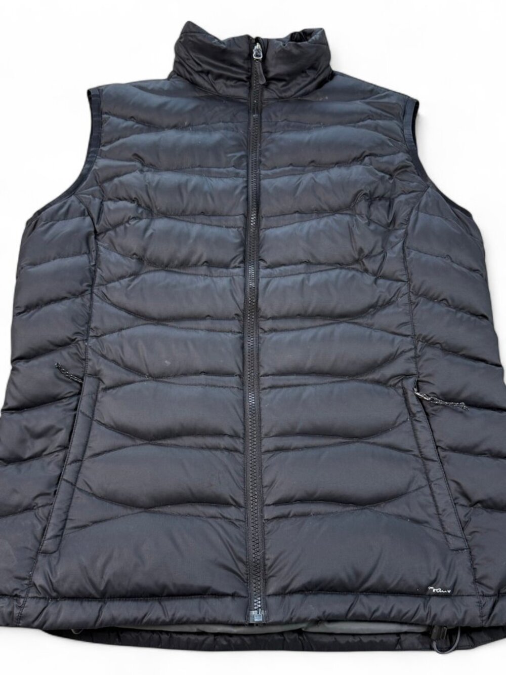 Eddie Bauer Women's L Black Down Puffer Vest Drawstring Hem